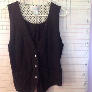 CLOVELLY women's button front vest, sz S blk